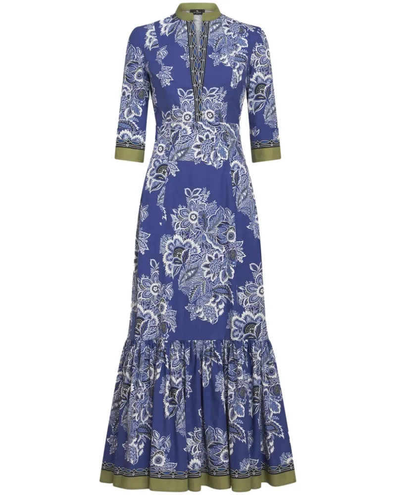 Etro Maxikleid mit Blumen-Print - Blau Blau