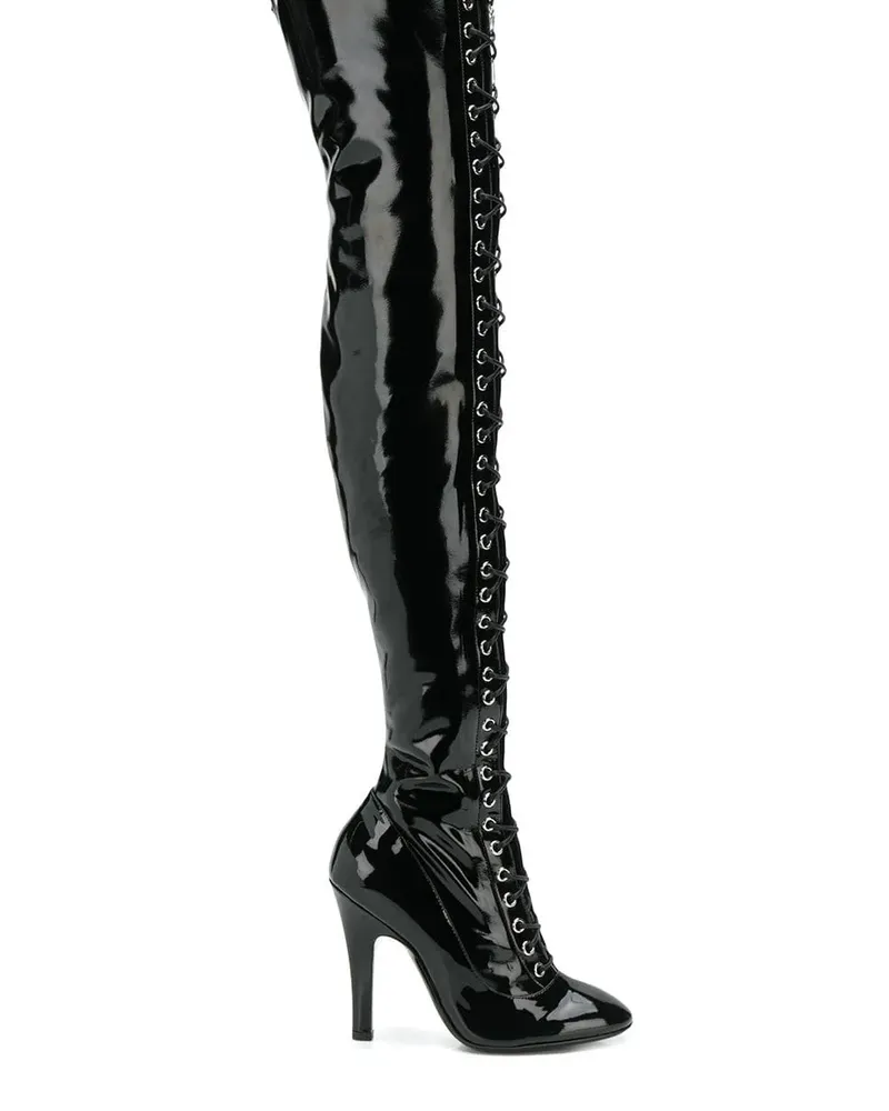 Moschino Overknee-Stiefel mit Schnürung - Schwarz Schwarz
