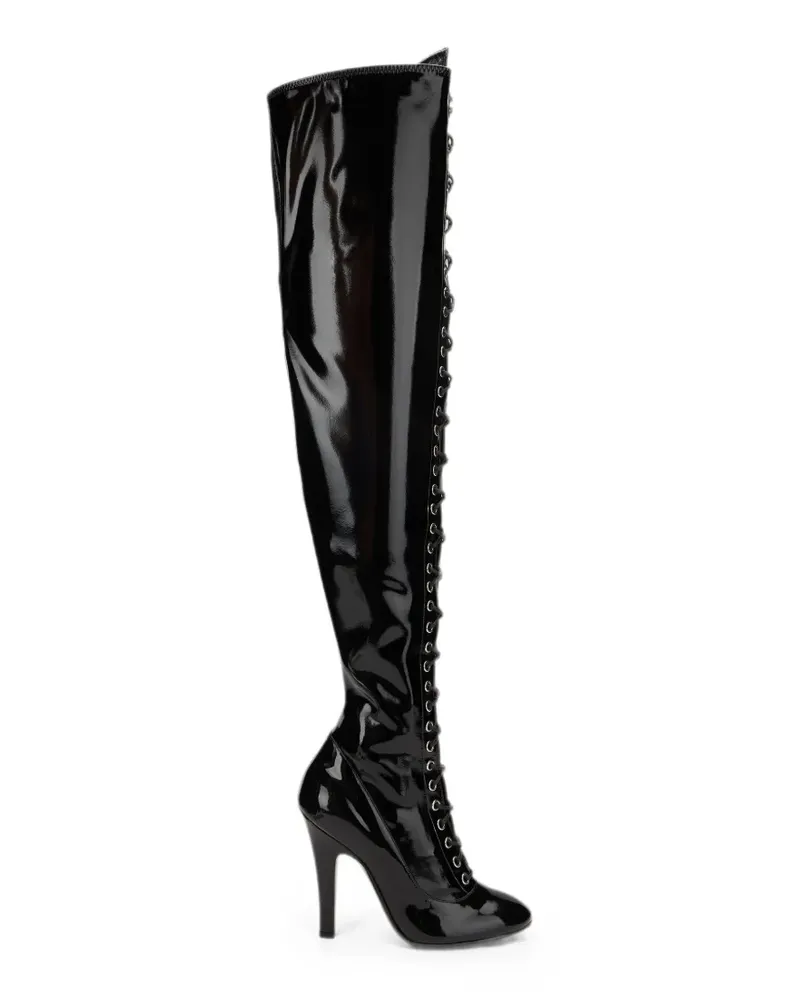 Moschino Overknee-Stiefel mit Schnürung - Schwarz Schwarz