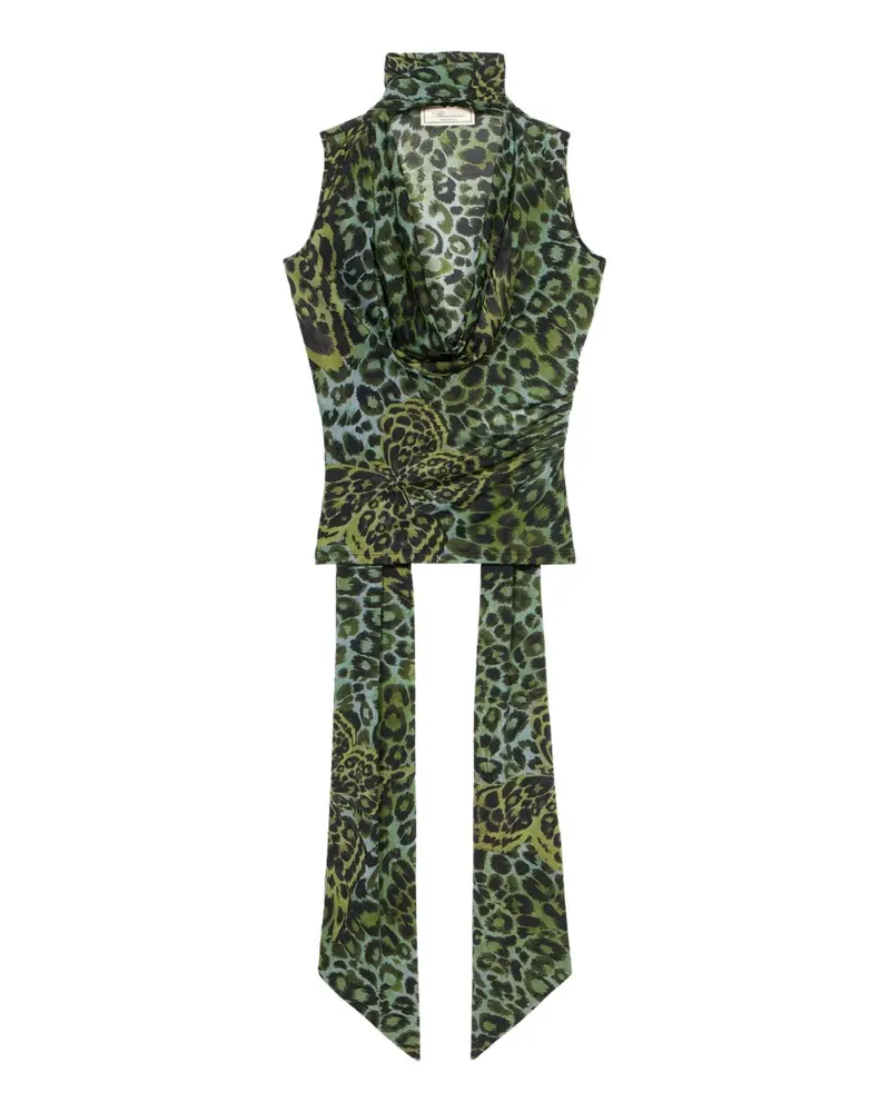 Blumarine Oberteil mit Wasserfallkragen - Grün Grün