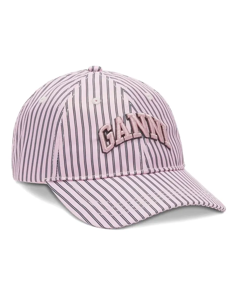 Ganni Baseballkappe mit gestreiftem Logo - Rosa Rosa