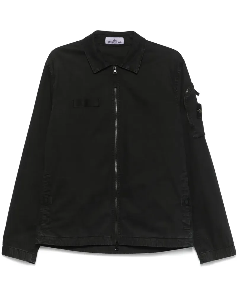Stone Island Hemdjacke mit Kompass-Patch - Schwarz Schwarz