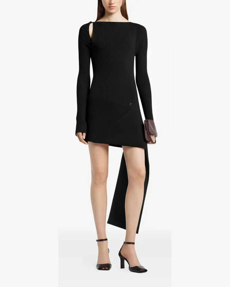 Courrèges Asymmetrisches Strickkleid mit Knöpfen - Schwarz Schwarz