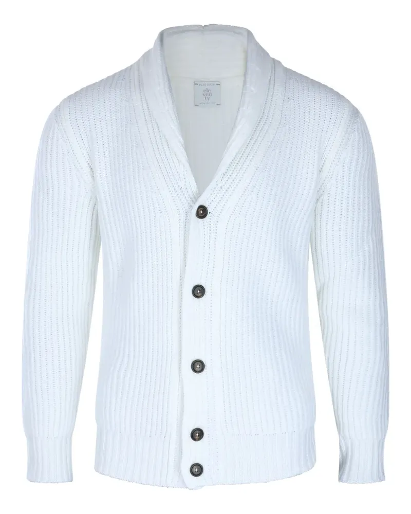 Eleventy Gerippter Cardigan mit Schalkragen - Weiß Weiß