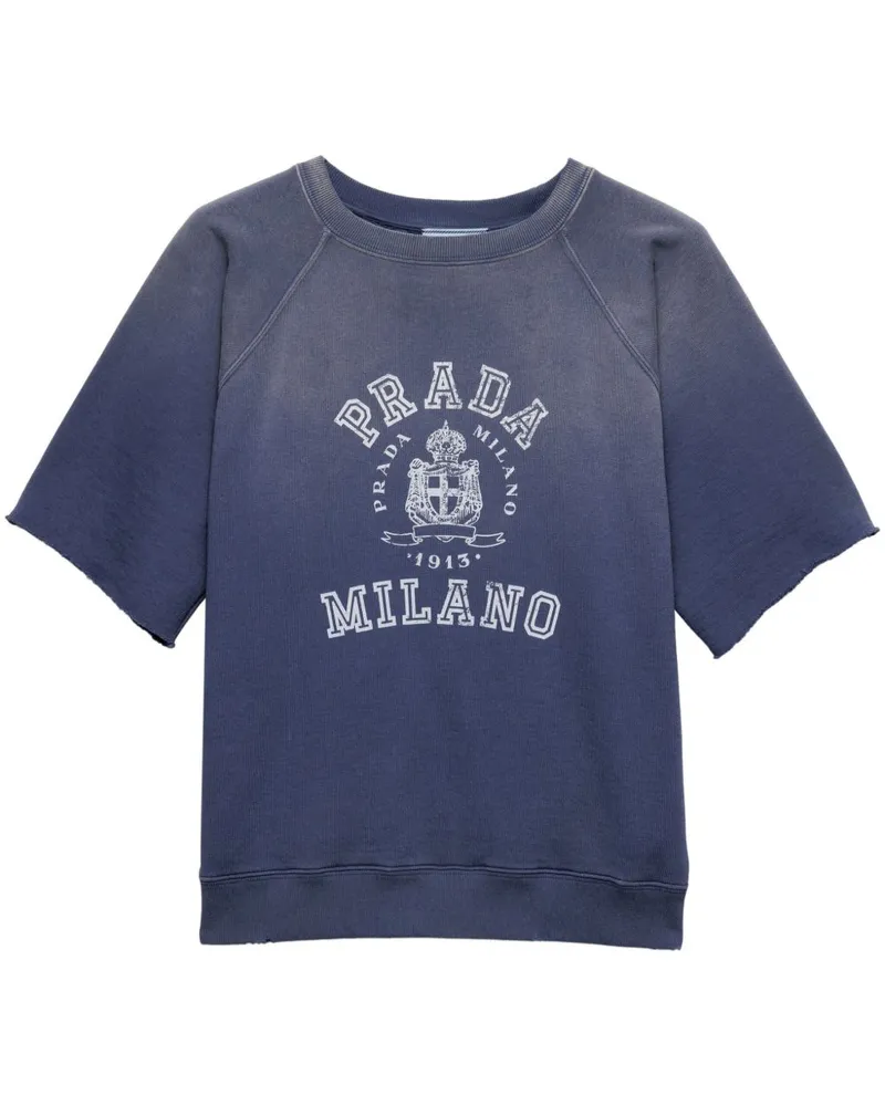 Prada T-Shirt mit Logo-Print - Blau Blau
