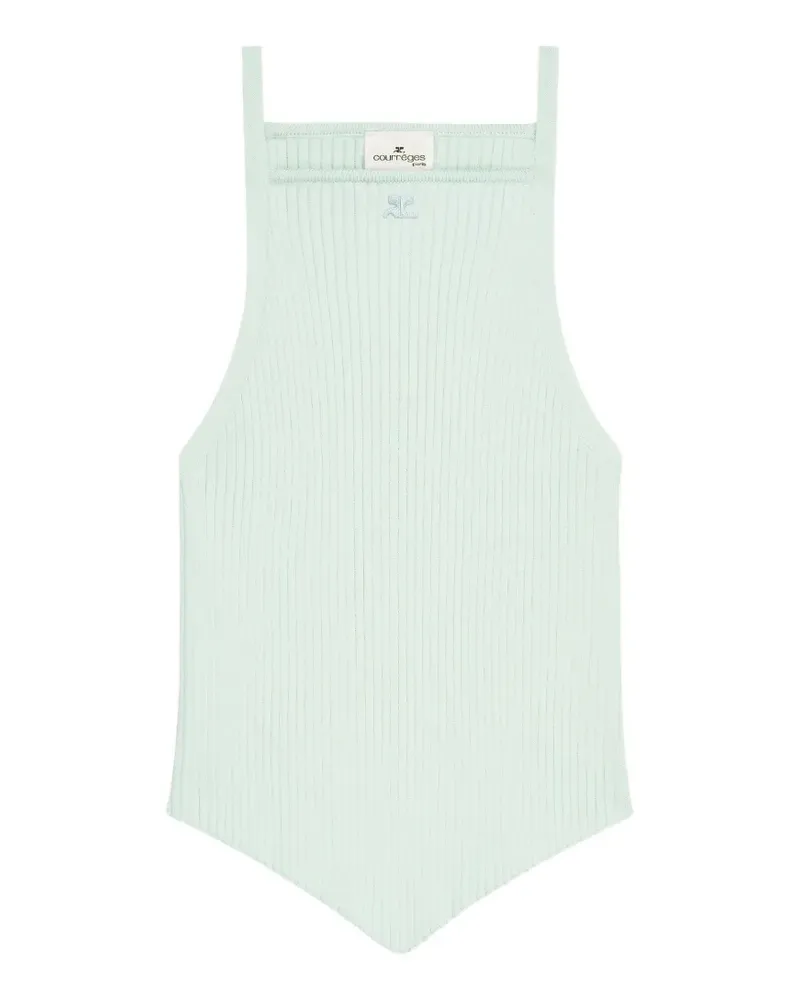 Courrèges Geripptes Tanktop mit spitzem Saum - Grün Grün