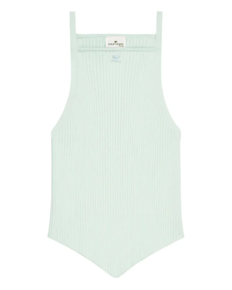 Courrèges Geripptes Tanktop mit spitzem Saum - Grün Grün