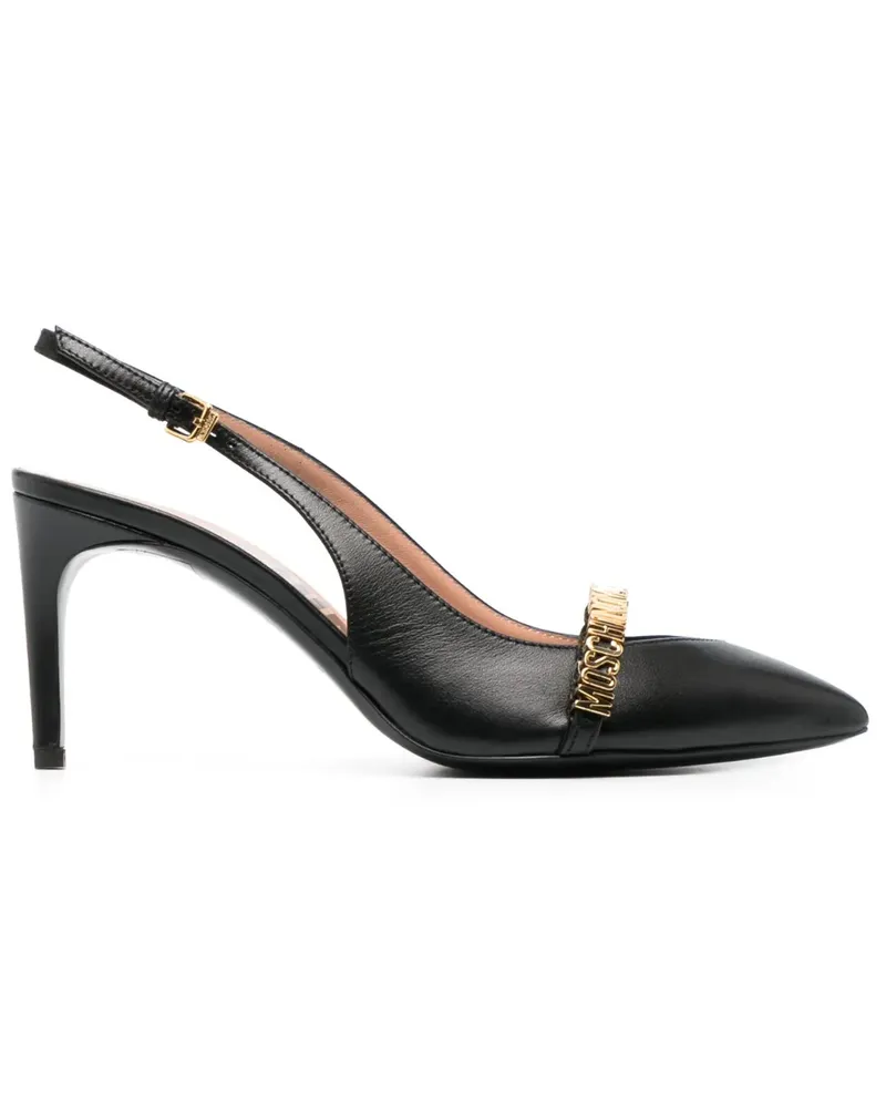 Moschino Slingback-Pumps mit Logo 85mm - Schwarz Schwarz