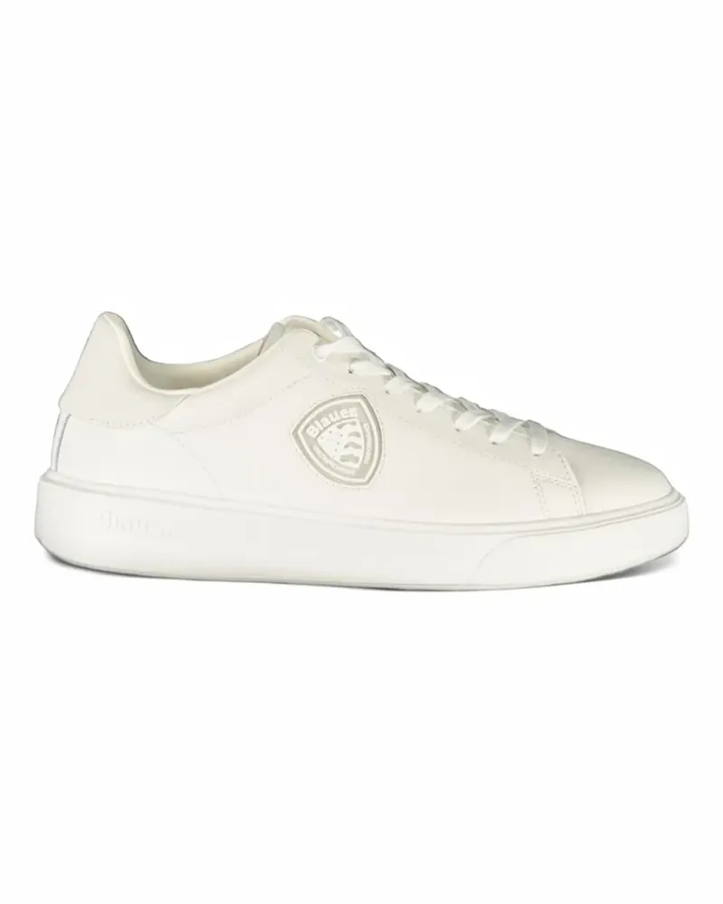 Blauer Sneakers mit Logo-Patch - Weiß Weiß