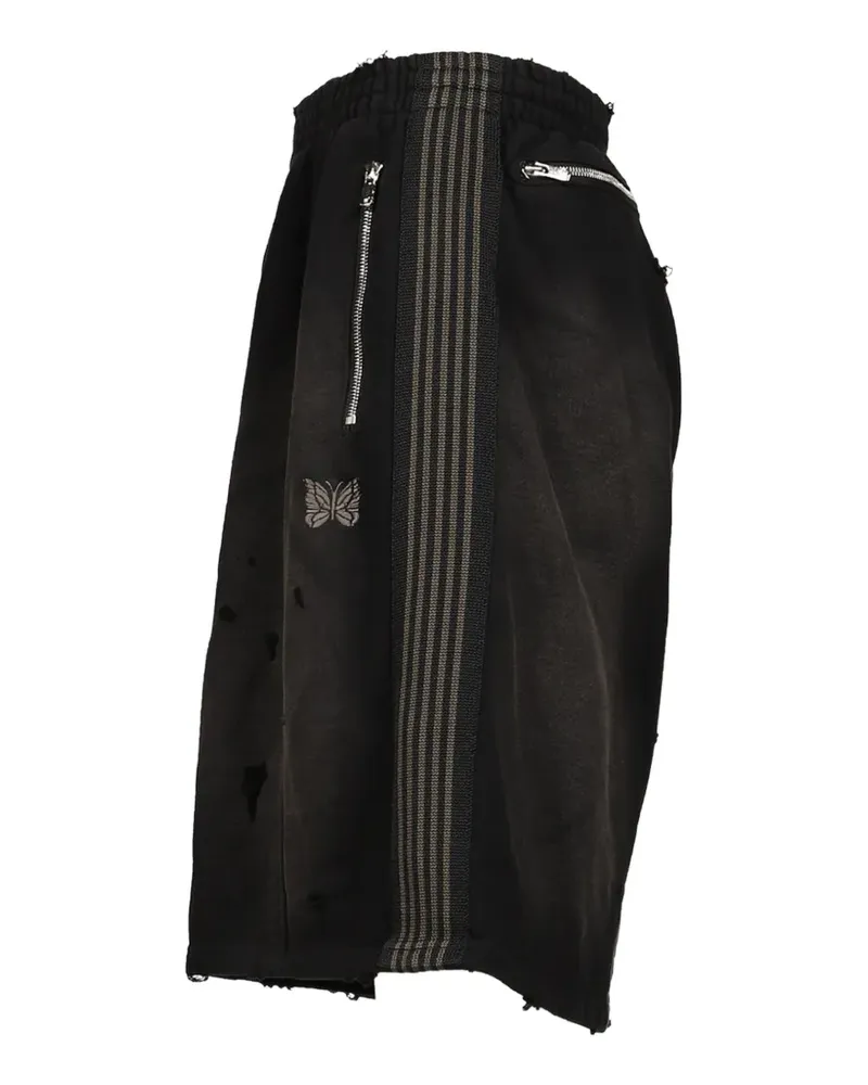 NEEDLES H.D. damaged-effect track shorts - Schwarz Schwarz