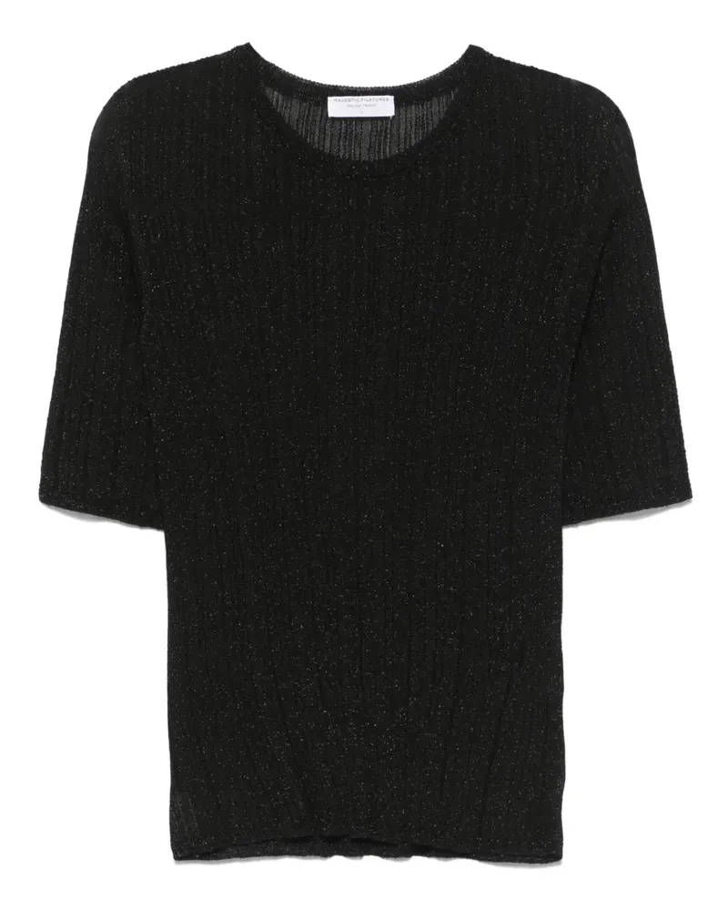 Majestic T-Shirt mit rundem Ausschnitt - Schwarz Schwarz