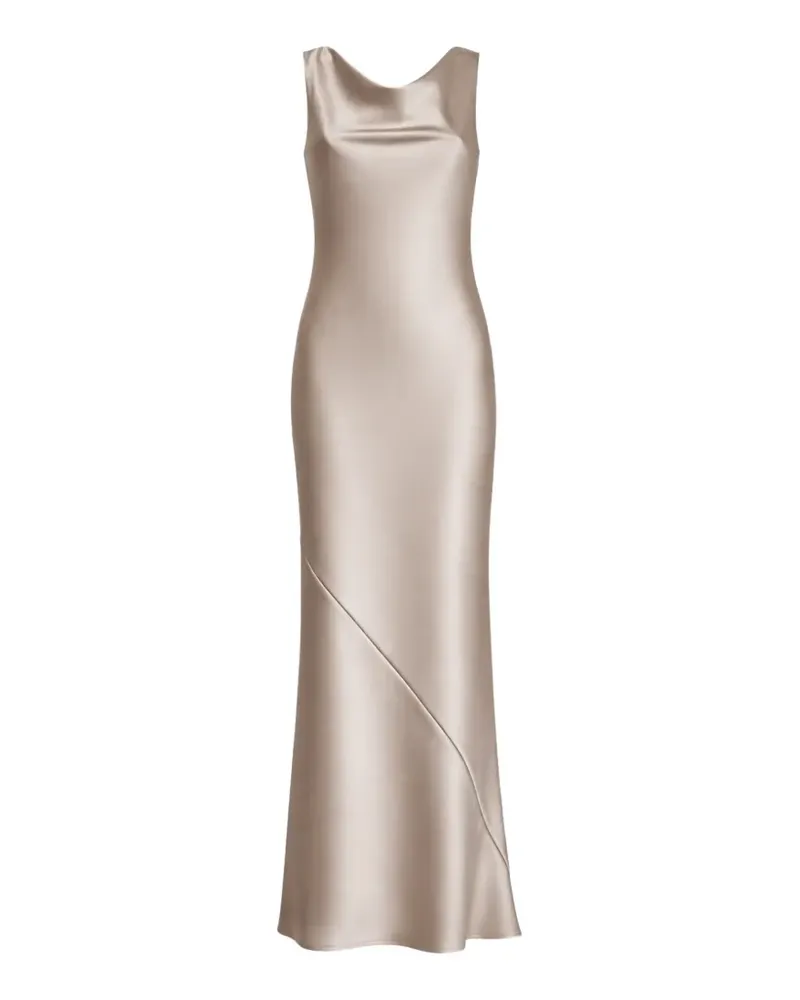 Blanca draped round-neck maxi dress - Nude Nude