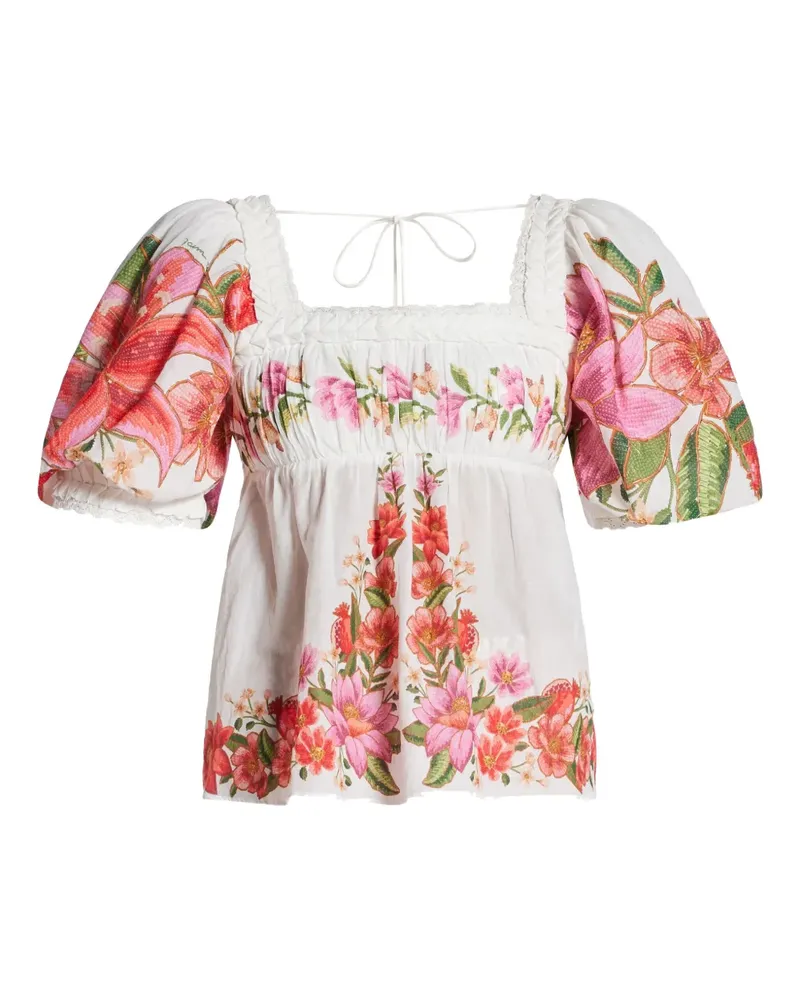 FARM Rio Top mit Blumen-Print - Weiß Weiß