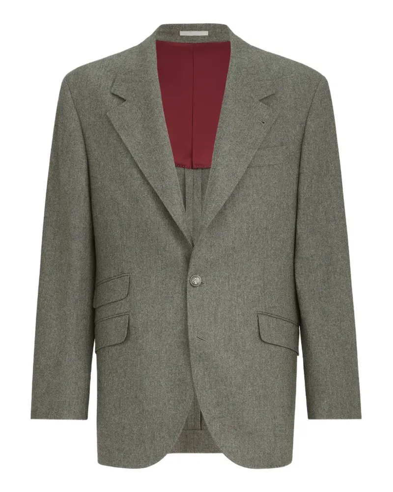 Brunello Cucinelli virgin wool flannel Cavallo Tailor blazer with metal buttons - Grau Grau
