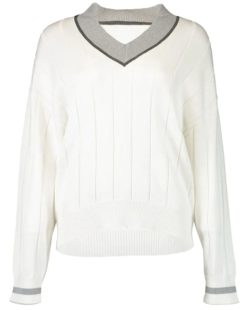 Brunello Cucinelli Pullover mit Monili-Detail - Weiß Weiß