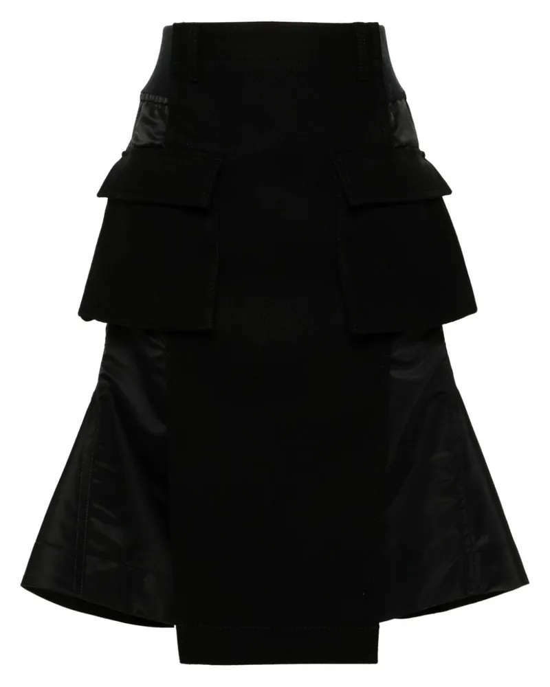Sacai Midirock mit Einsätzen - Schwarz Schwarz
