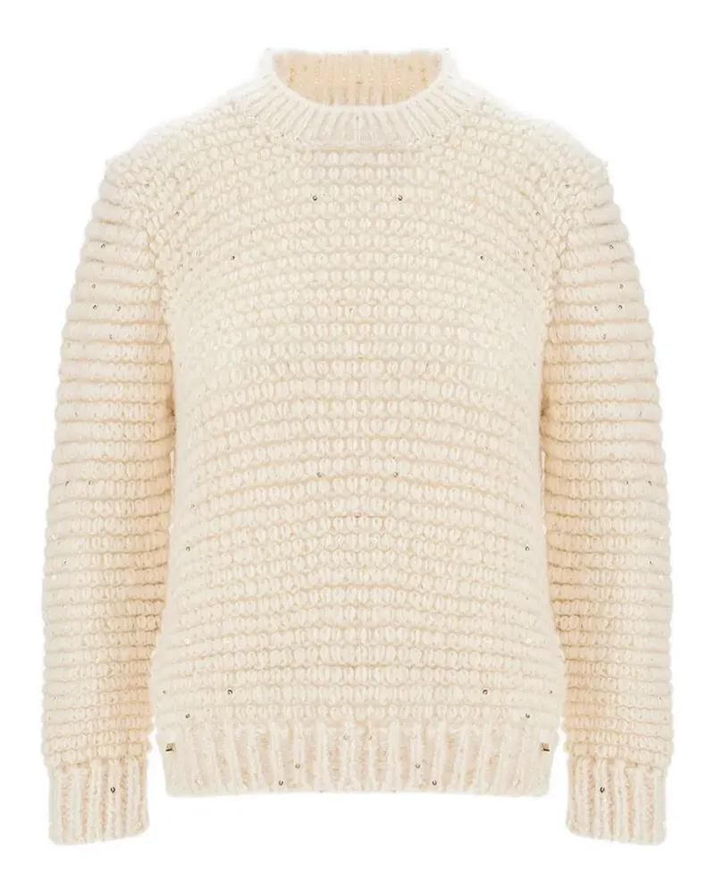 Herno Pullover mit Maiskolben-Stickerei und Pailletten - Nude Nude
