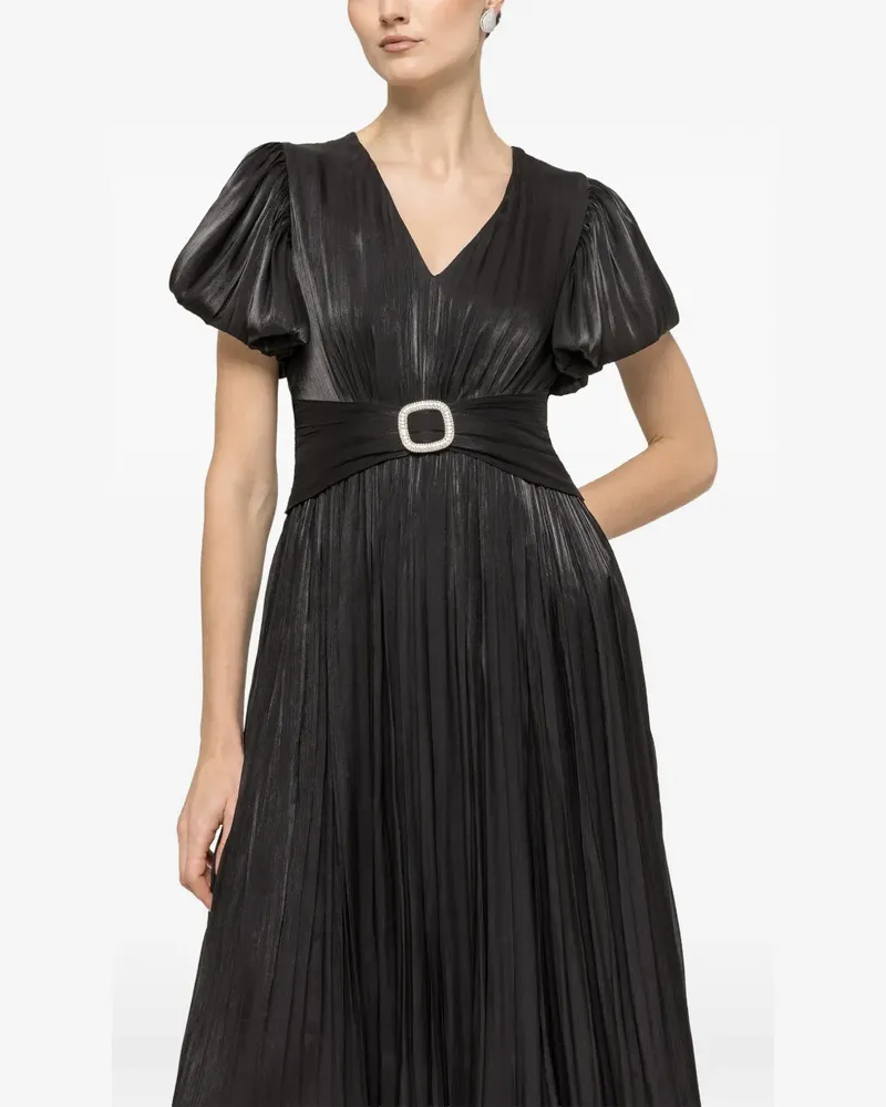 NISSA crystal detail midi dress - Schwarz Schwarz
