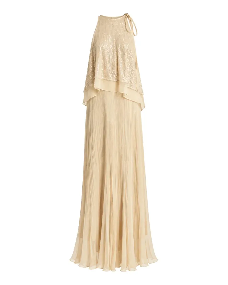 Irina Schrotter Libra Plissee-Maxikleid mit Pailletten - Nude Nude