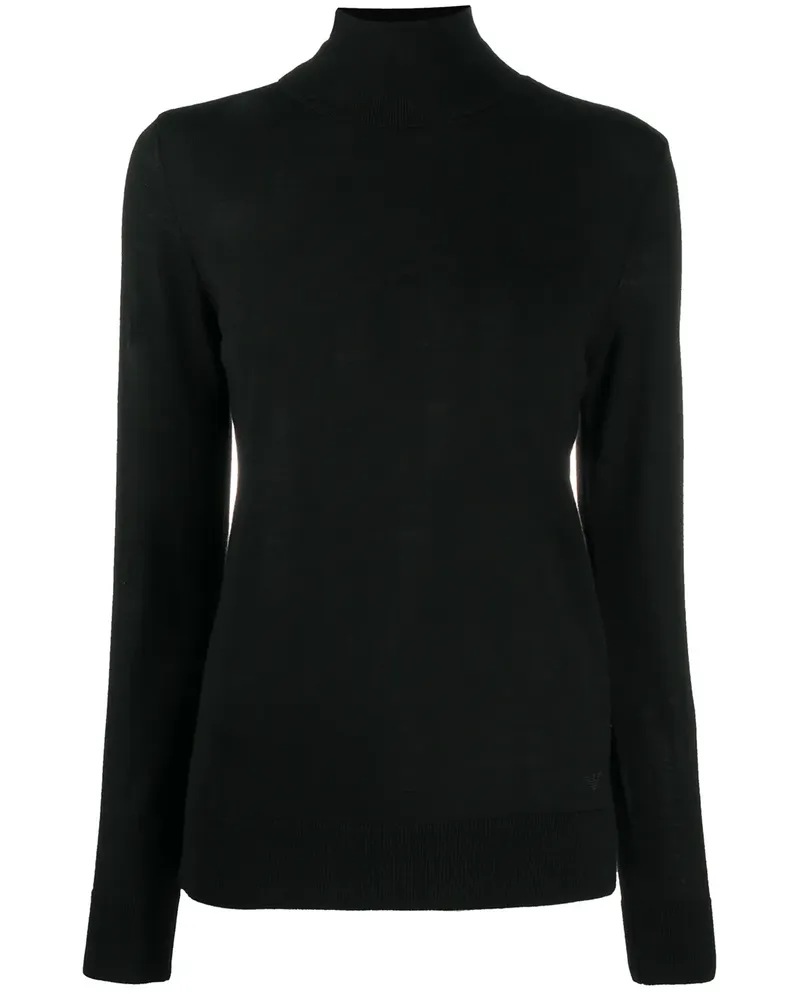 Emporio Armani Fein gestrickter Rollkragenpullover - Schwarz Schwarz