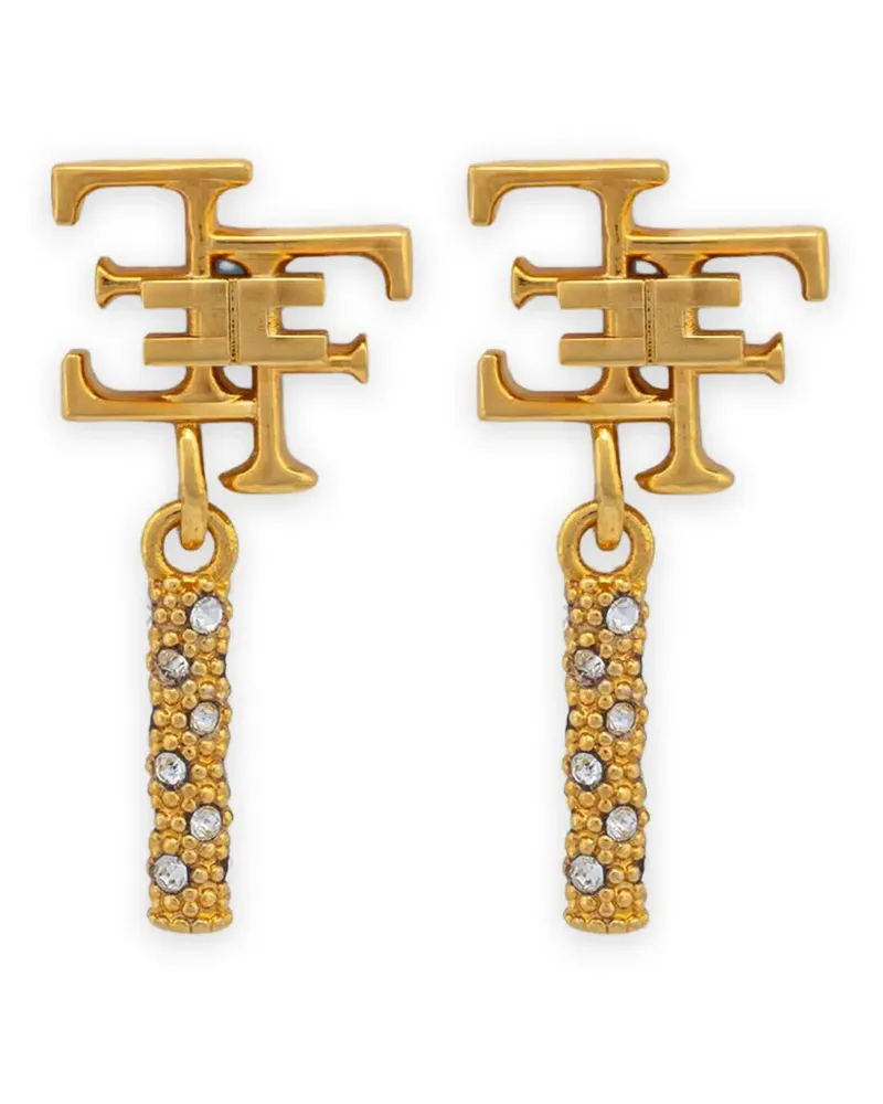 Elisabetta Franchi Ohrringe mit Logo-Schild - Gold Gold
