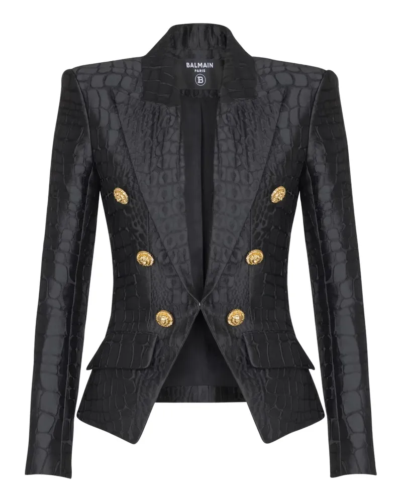 Balmain Sakko aus Kroko-Jacquard mit sechs Knöpfen - Schwarz Schwarz