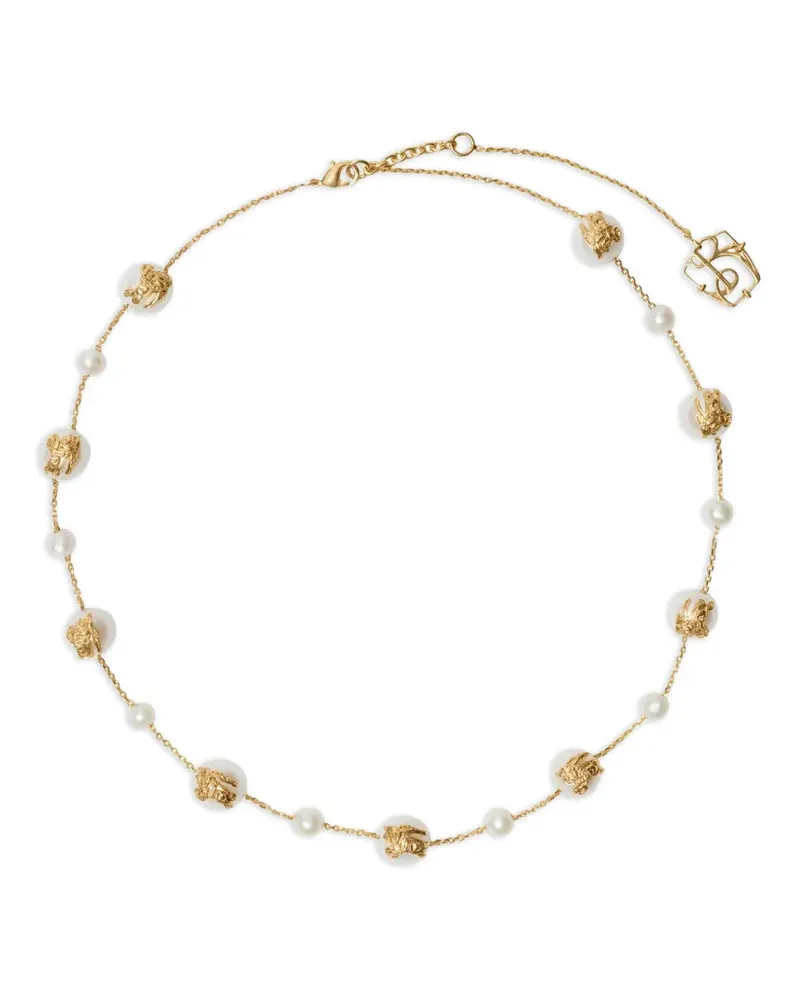 Burberry Perlenkette mit Ritteremblem - GOLD/PEARL Gold