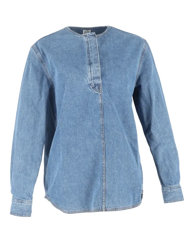 Totême collarless denim blouse - Blau Blau