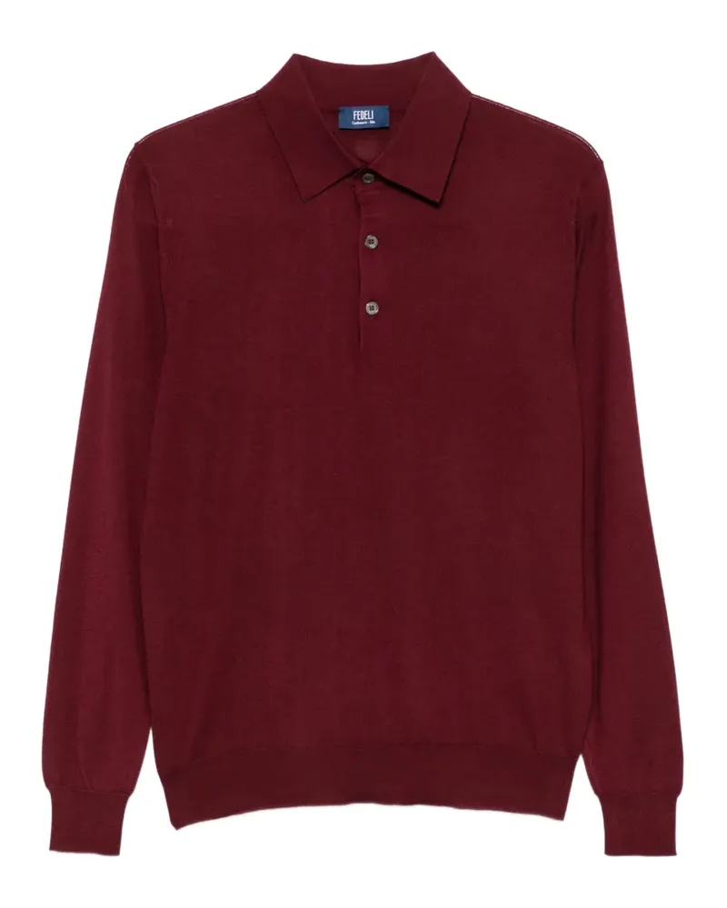Fedeli Poloshirt mit geknöpftem Kragen - Rot Rot