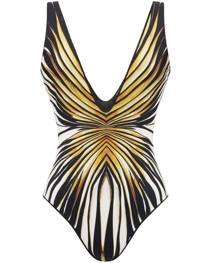 Roberto Cavalli Badeanzug mit Ray of Gold-Print Gold