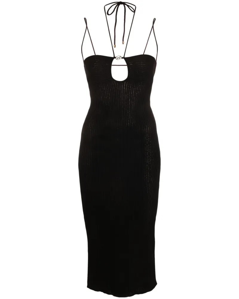 Blumarine Midikleid mit Logo-Schild - Schwarz Schwarz
