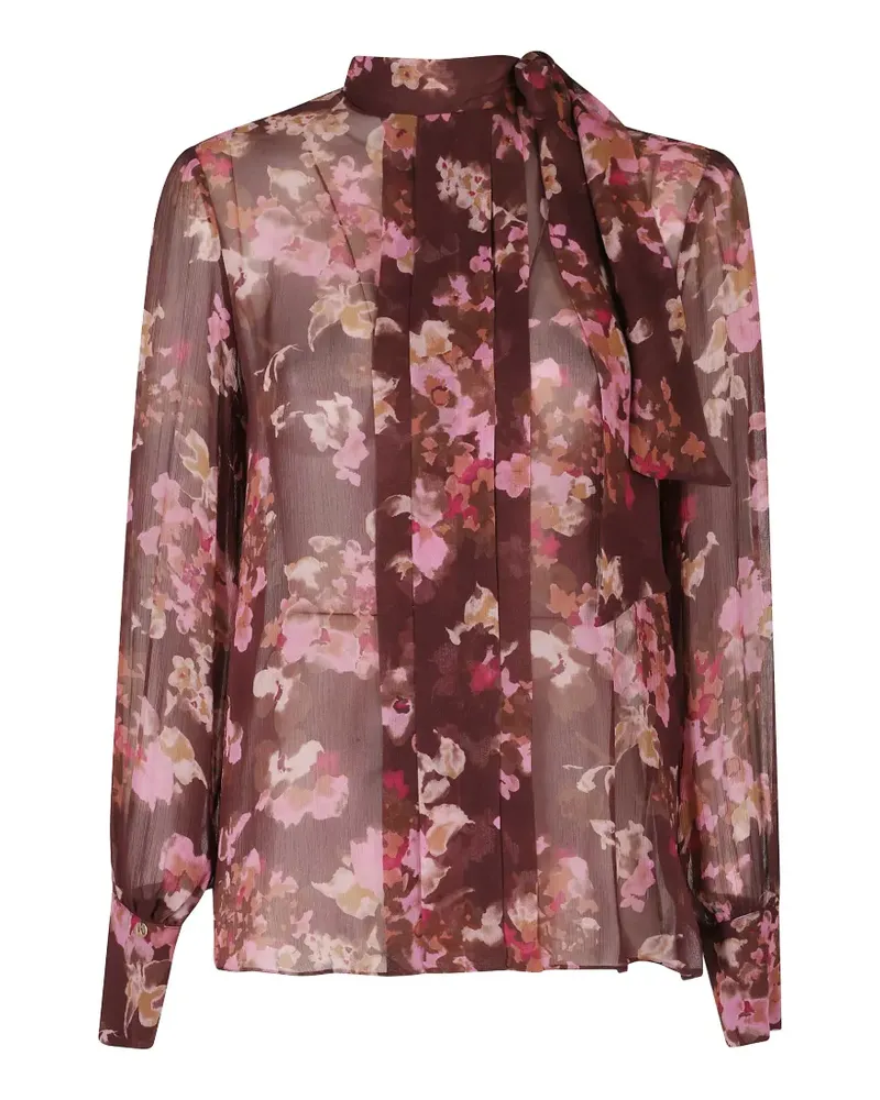 NISSA floral-print pussy-bow blouse - Braun Braun