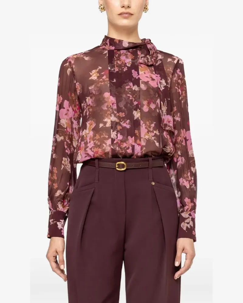 NISSA Schluppenbluse mit Blumenprint - Braun Braun