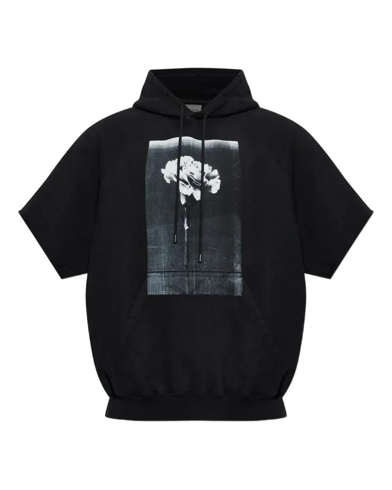 Balenciaga flower-print short-sleeve hoodie - Schwarz Schwarz
