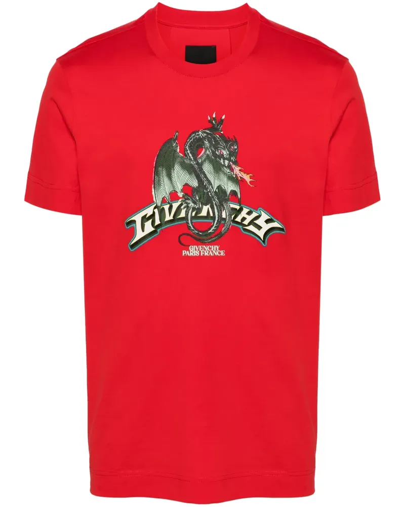 Givenchy T-Shirt mit Drachen-Print - Rot Rot