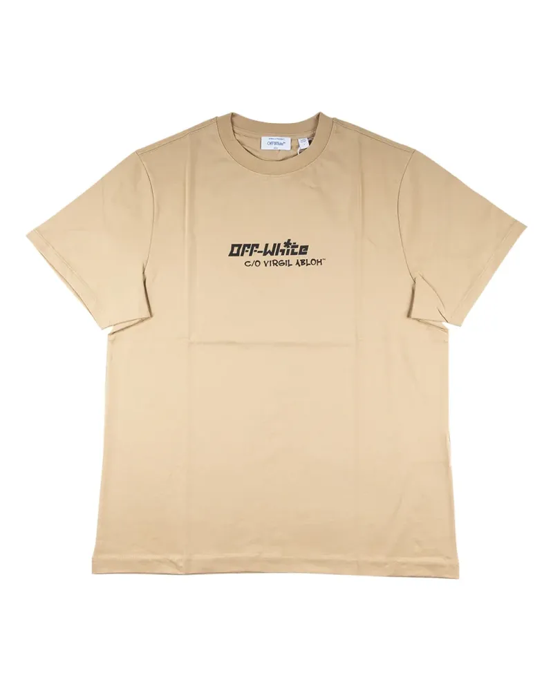 OFF-WHITE Cryst Croco logo-print slim-fit T-shirt - Nude Nude