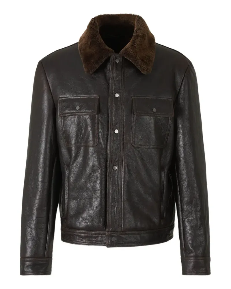 Salvatore Santoro Lederjacke mit Shearling-Kragen - Braun Braun