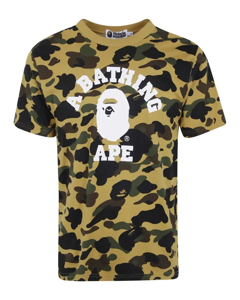 BAPE College T-Shirt mit Camouflage-Print - Gelb Gelb