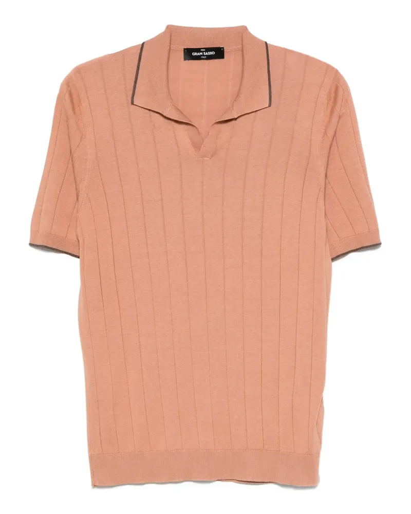 Gran Sasso Geripptes T-Shirt mit Poloshirtkragen - Rosa Rosa