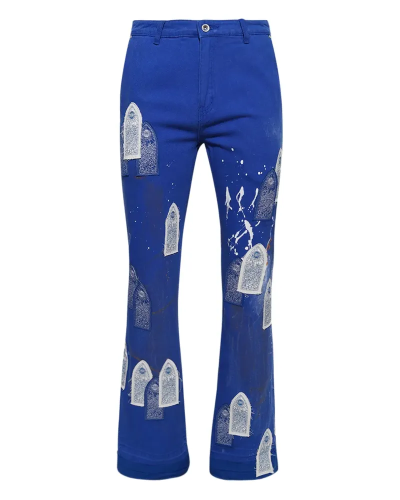 WHO DECIDES WAR Bestickte Straight-Leg-Jeans - Blau Blau