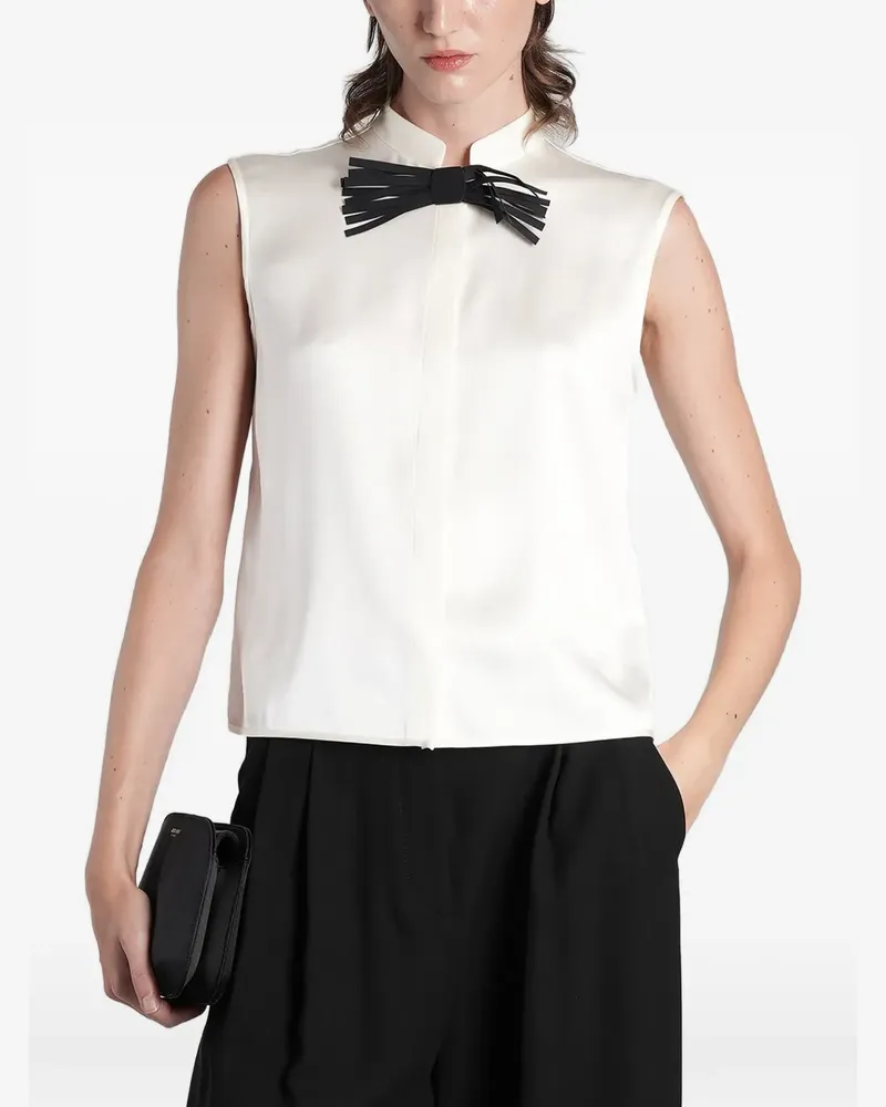 Giorgio Armani bow-detail sleeveless shirt - Weiß Weiß
