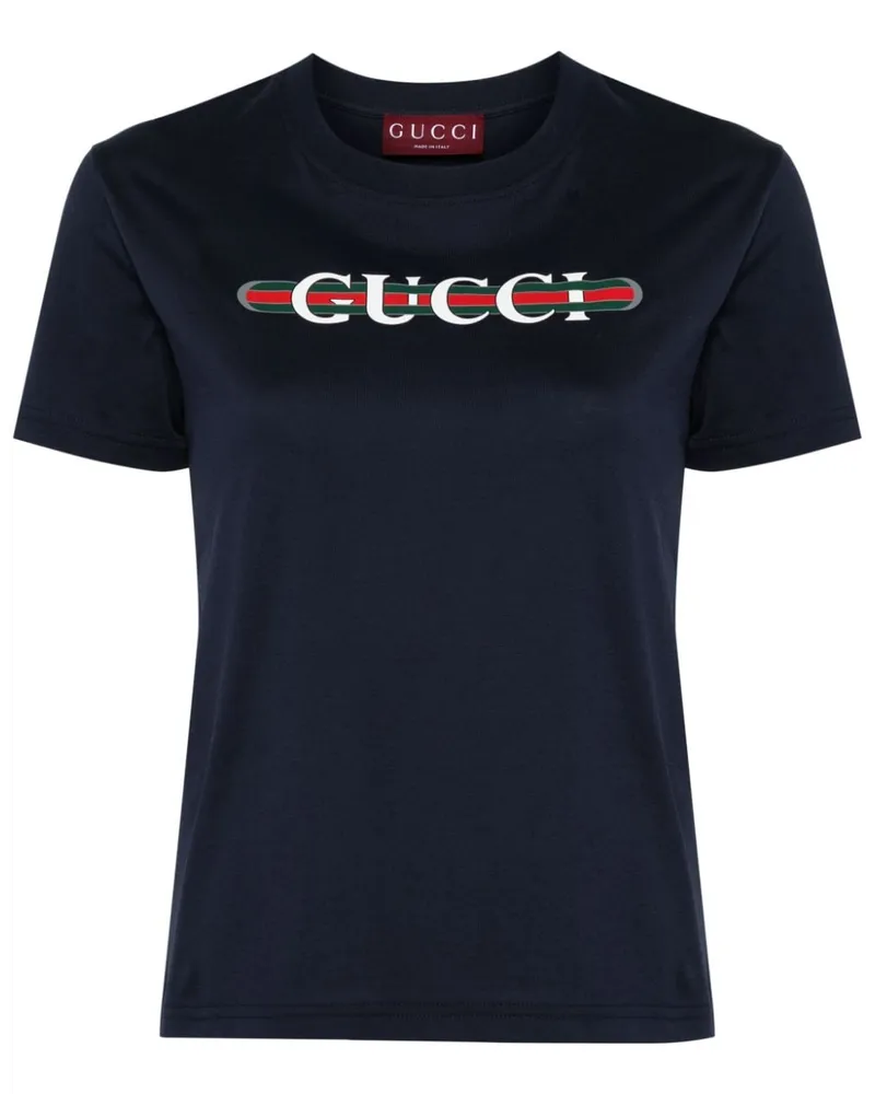 Gucci T-Shirt mit Logo-Print - Blau Blau