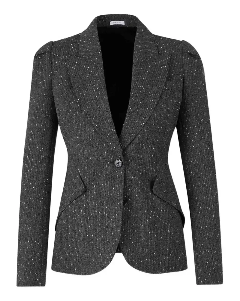 Alexander McQueen speckled-knit single-breasted blazer jacket - Grau Grau