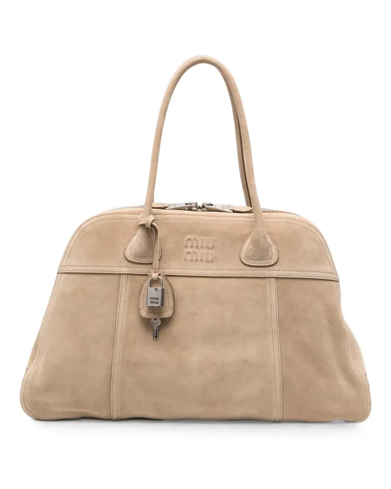 Miu Miu Shopper aus Wildleder - Nude Nude