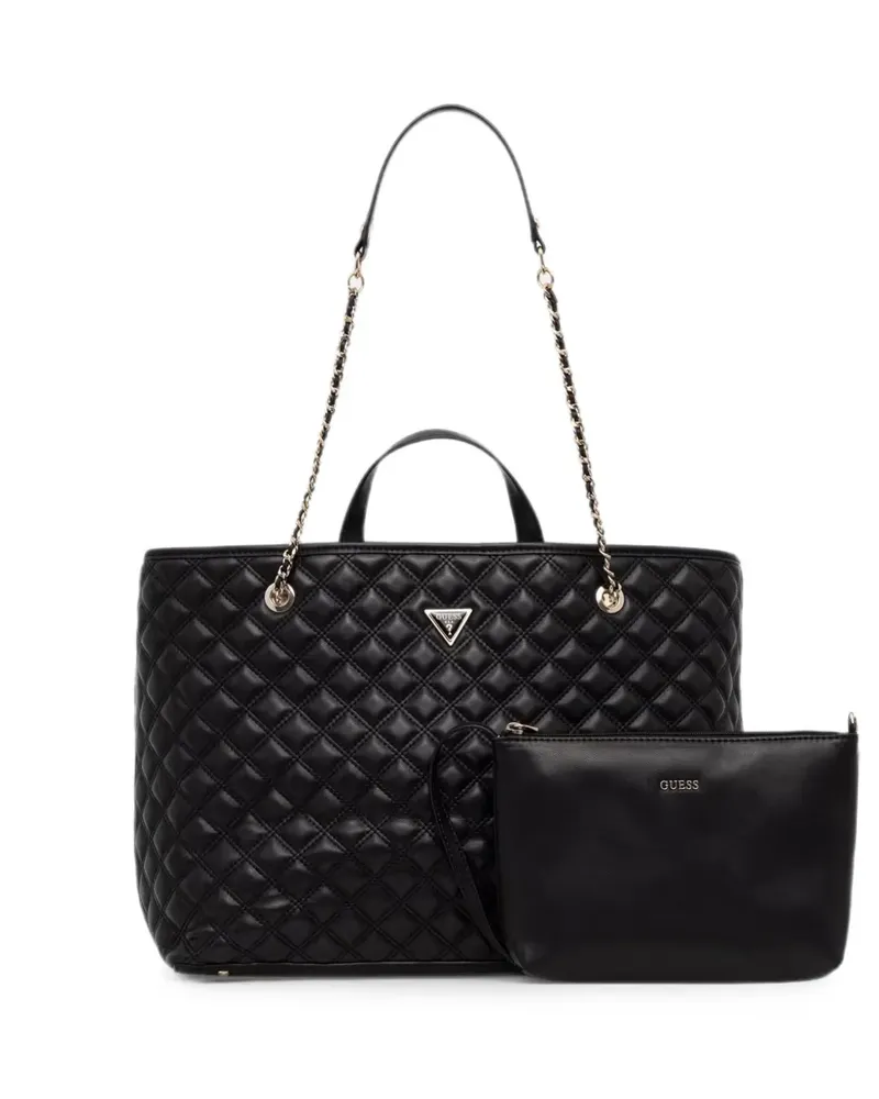 Guess Giully quilted logo-plaque tote bag - Schwarz Schwarz