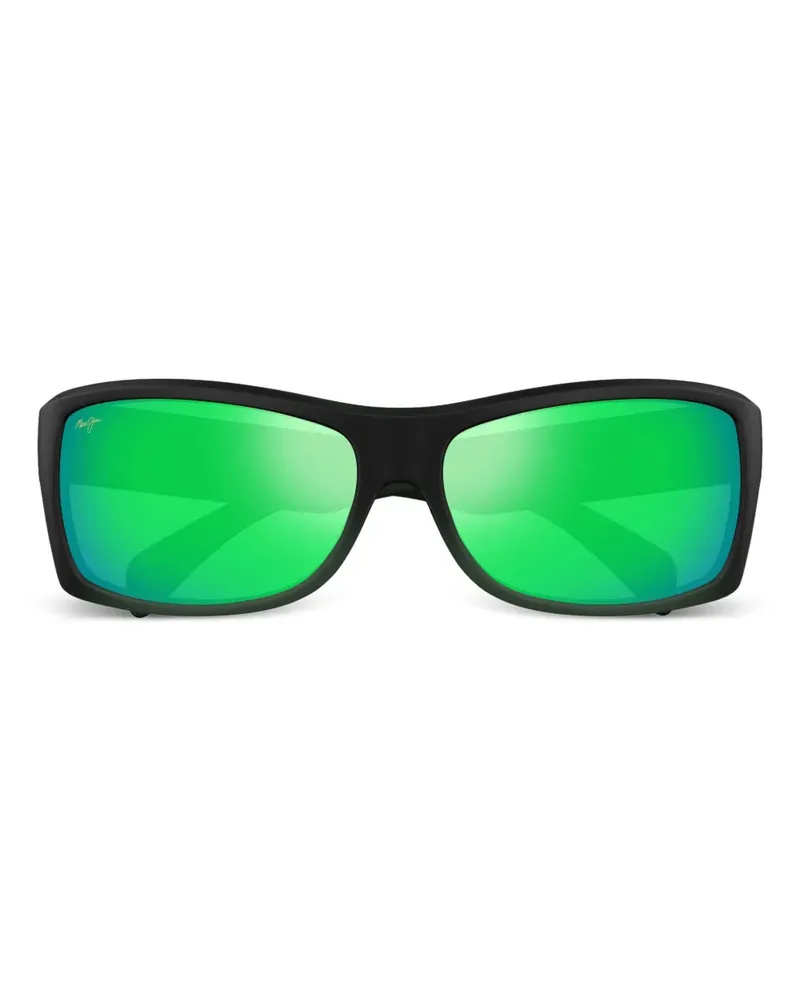 Maui Jim Verspiegelte Sonnenbrille mit eckigem Gestell - Schwarz Schwarz