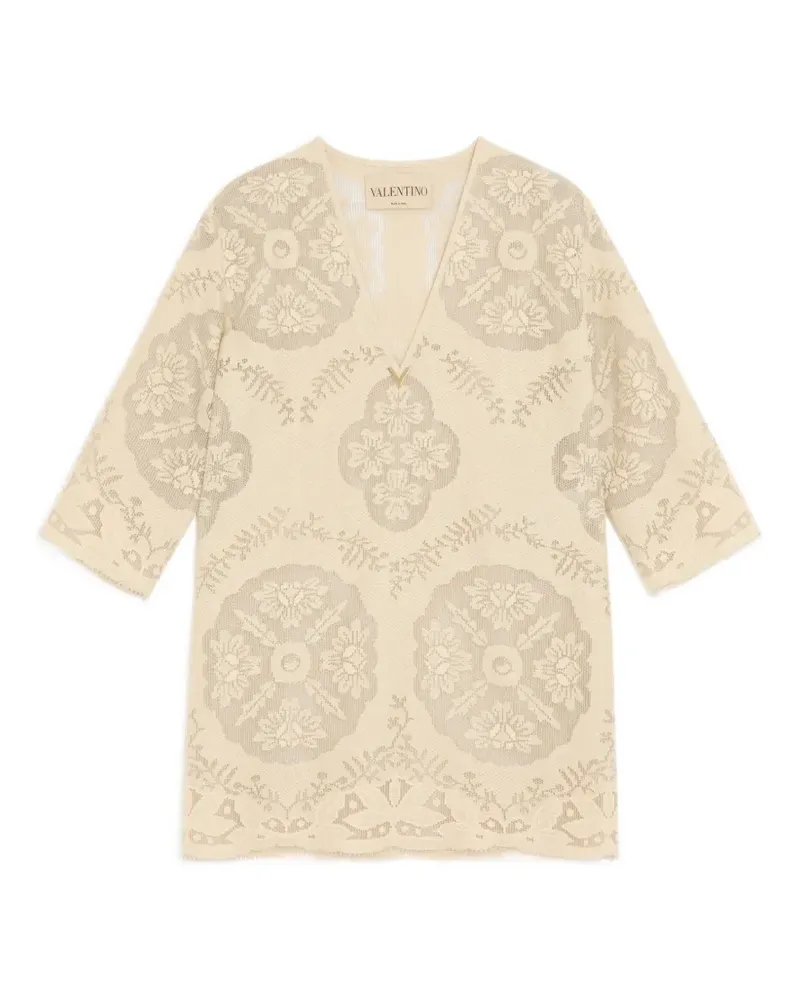 Valentino Garavani Kurzes Kleid mit floralem Print - Nude Nude