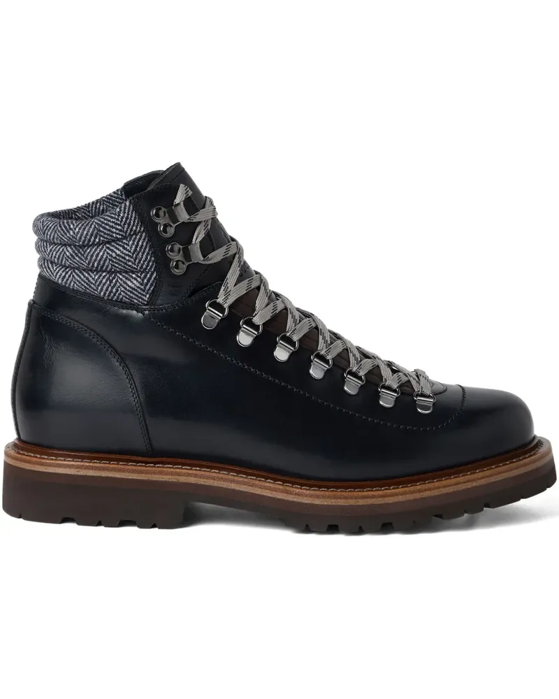 Brunello Cucinelli Wanderstiefel mit Fischgrätendetail - Blau Blau