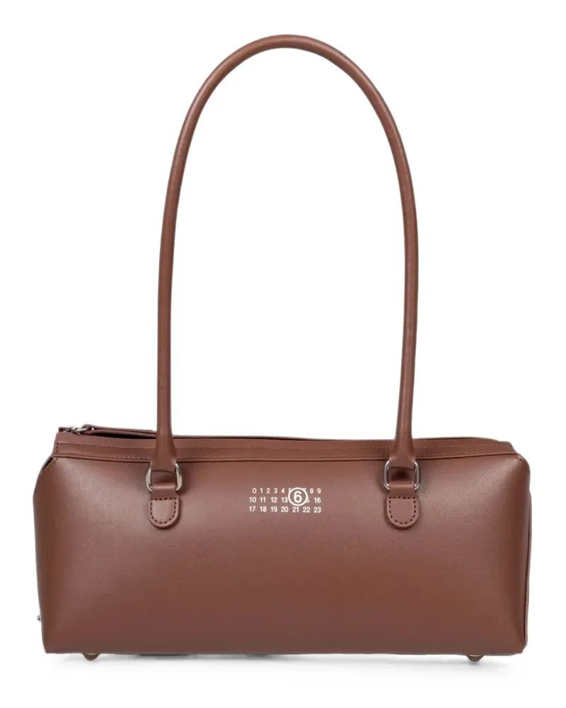 Maison Margiela small Bauletto logo-print leather shoulder bag - Braun Braun