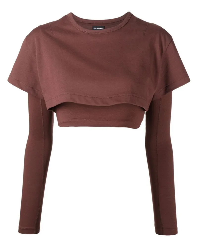 Jacquemus Le Double T-shirt Oberteil im Layering-Look - Braun Braun